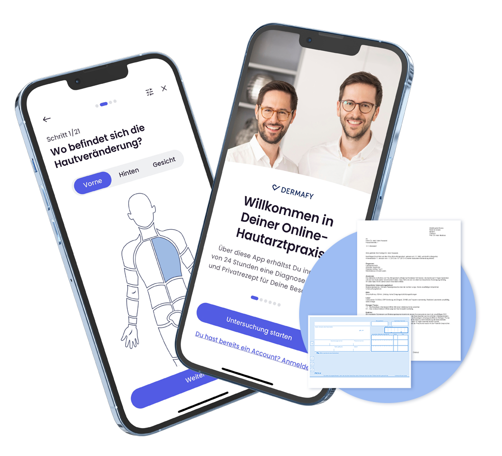 Mobile App DERMAFY mit Rezept und Arztbrief
